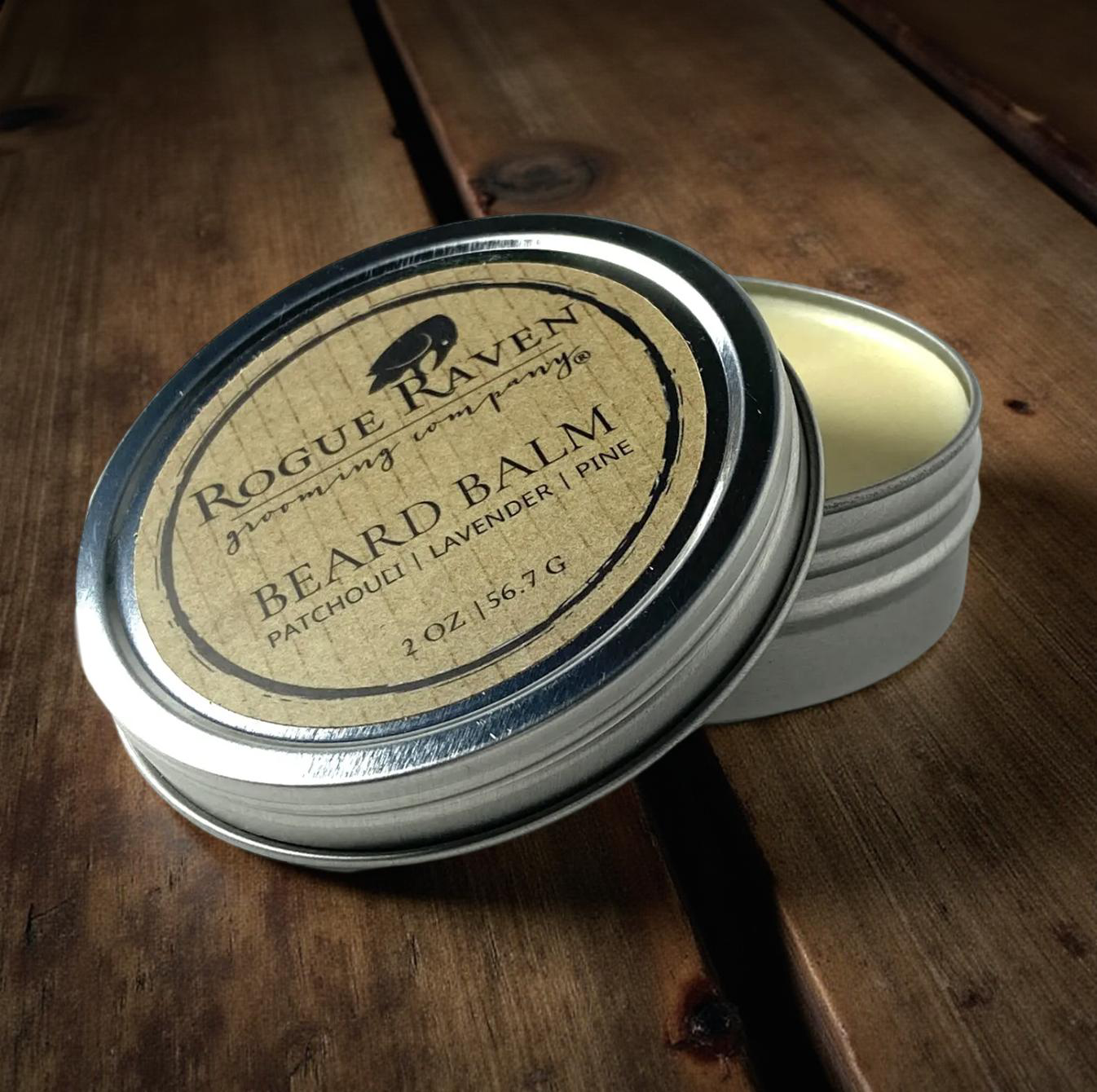 2 oz tin of Rogue Raven All-Natural Beard Balm