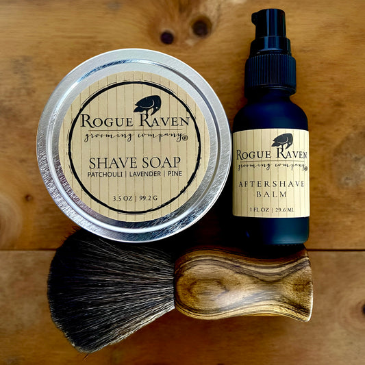 Wet Shave Gift Collection: Shave Soap, Aftershave, Shaving Brush