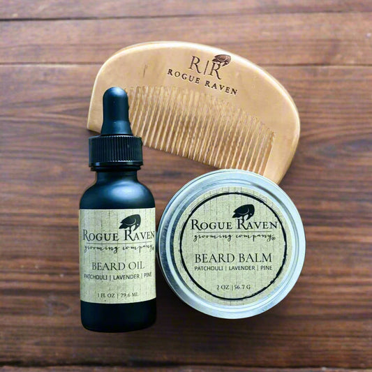Beard Care Kit: Beard Oil, Beard Balm, Beard Comb.